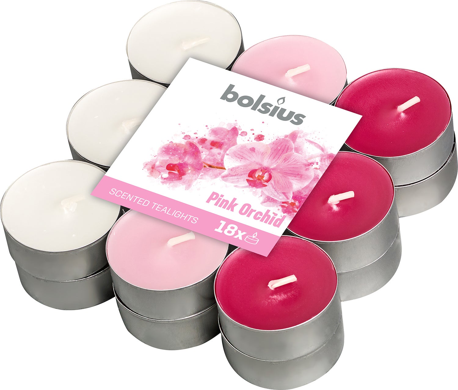 Bolsius geurtheelicht Orchid roze 4 uur 18 stuks
