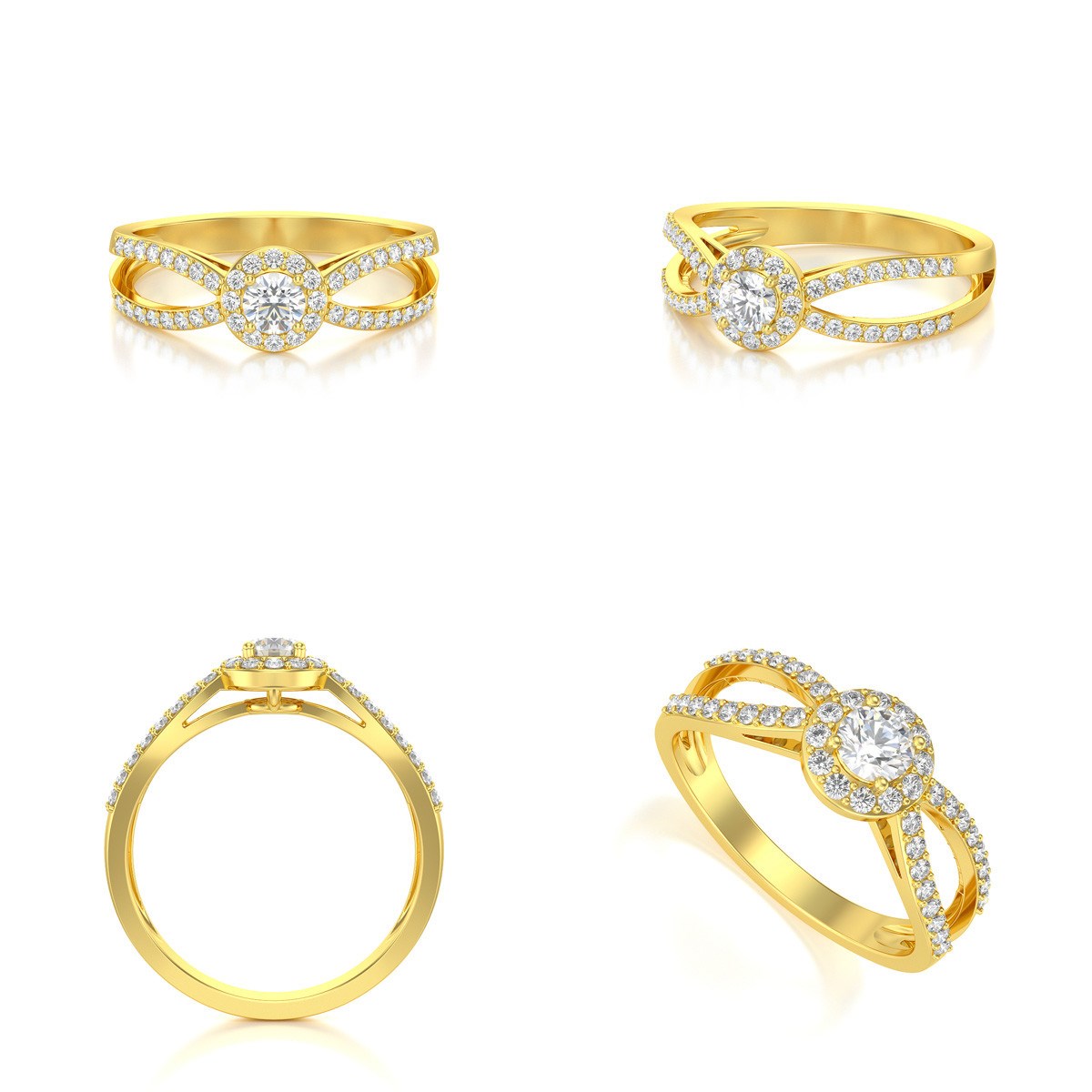 Bague ADEN Or 750 Jaune Diamants 2.282grs