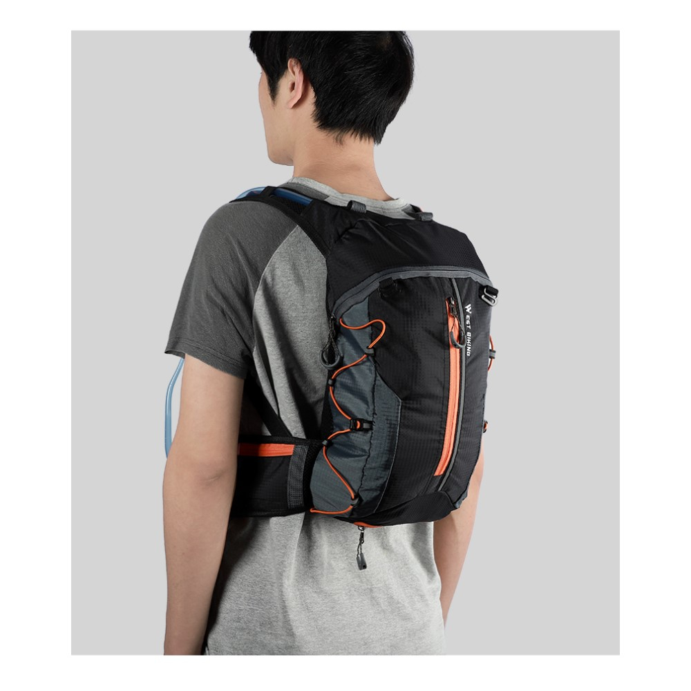 (10L) Ultraleichter Sport Rucksack Faltbarer Outdoor Wander Backpack mit Aufbewahrungstasche - Schwarz / Grau