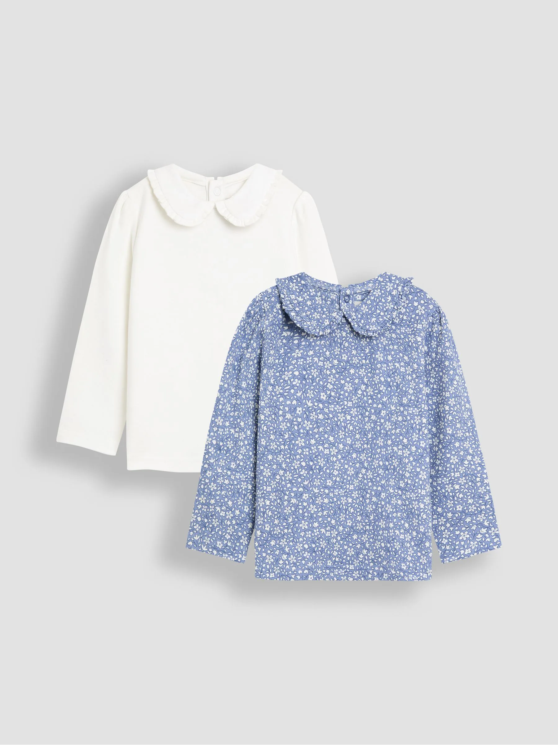 Blauw - JoJo Maman Bébé 2-Pack Tops met kraag en print