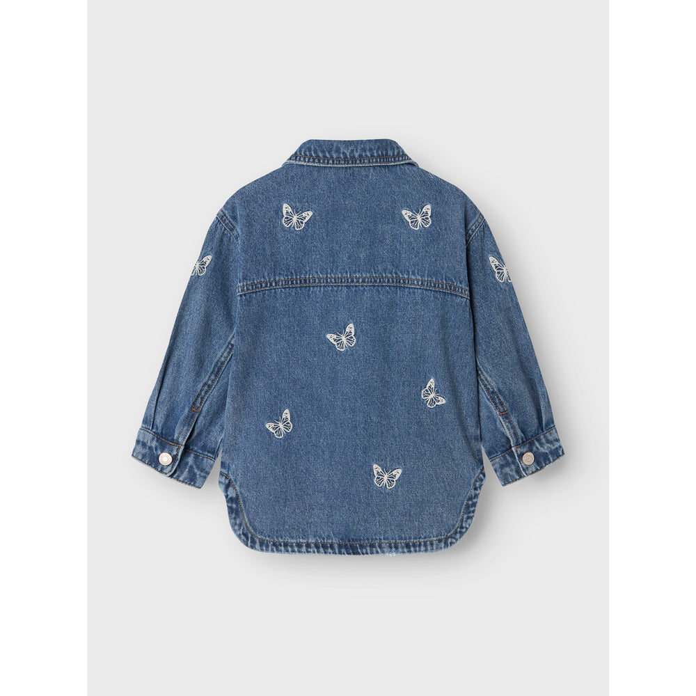 Køb Name It Medium Blue Denim Butterfly Nina Embroidery Denim Jakke