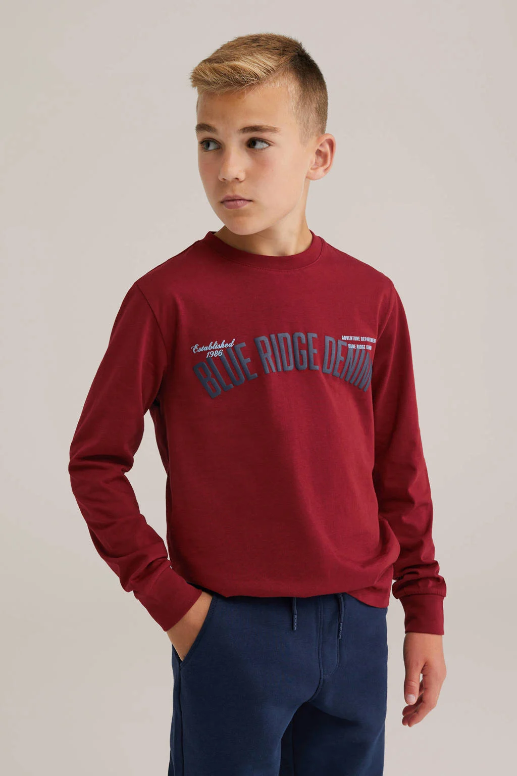 WE Fashion Blue Ridge longsleeve donkerrood