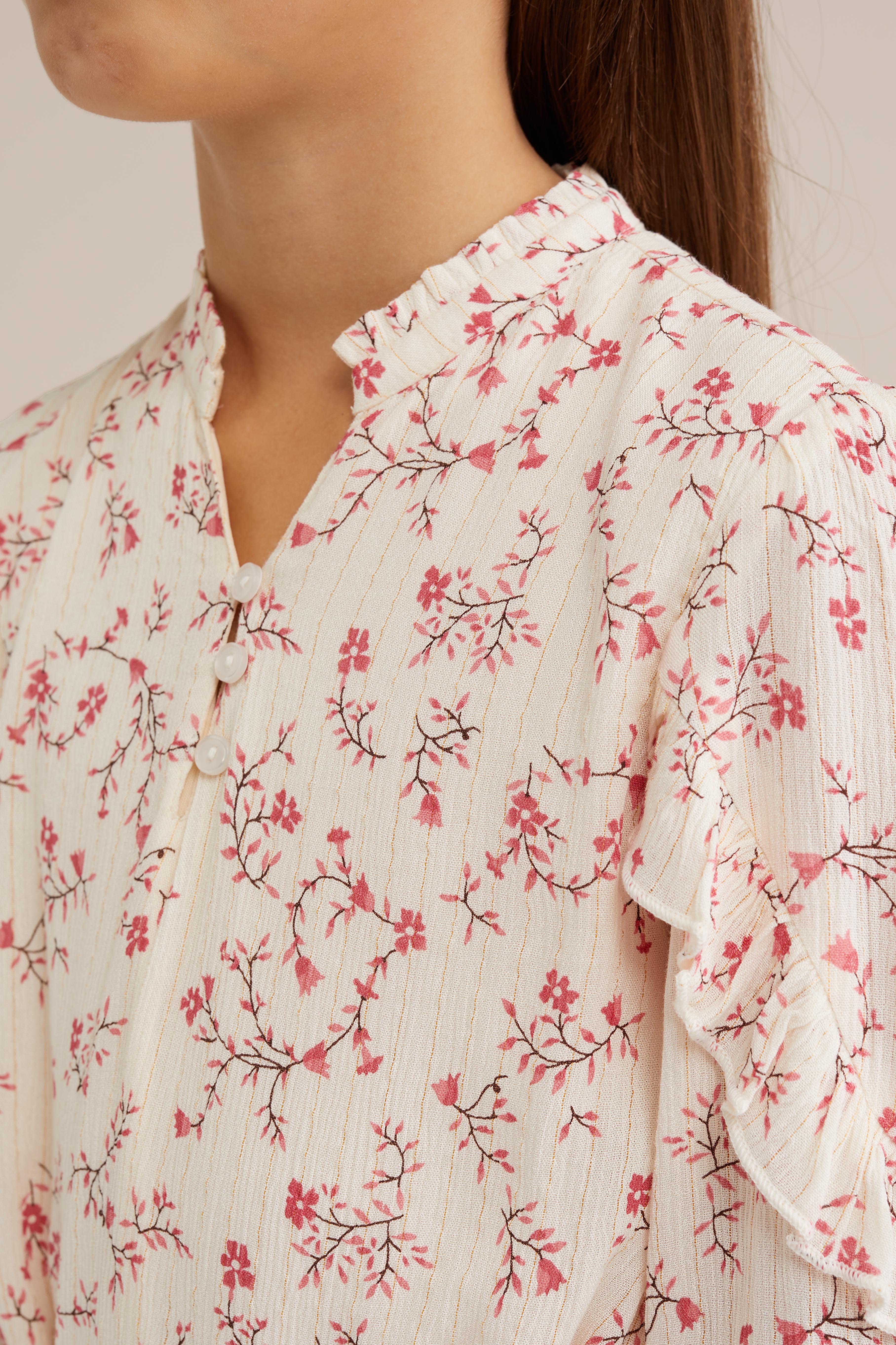Meisjes jurk met dessin WE Fashion Zalmroze
