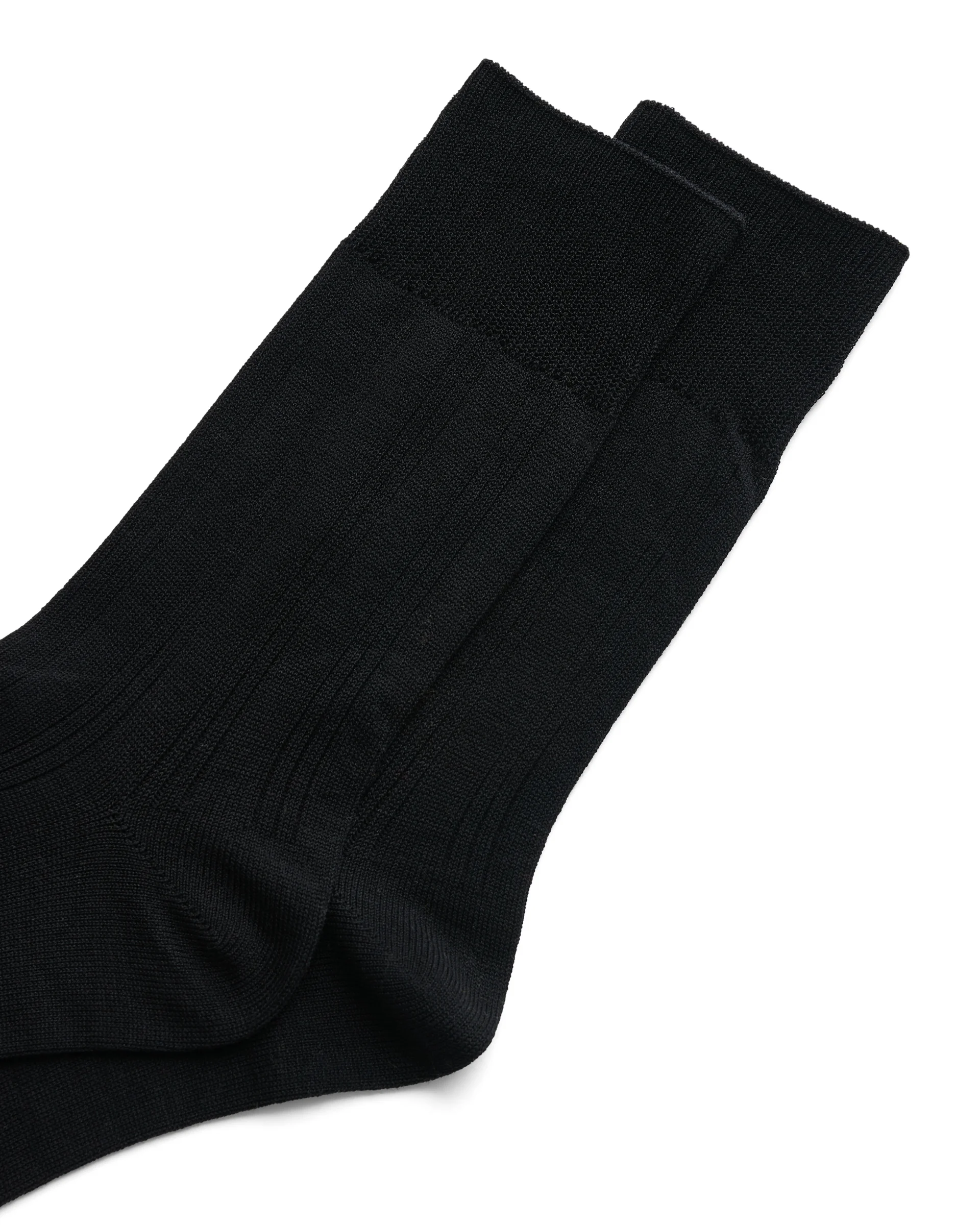 ECCO Classic Ribbed Mid-Cut Herren Gerippte Socken Schwarz
