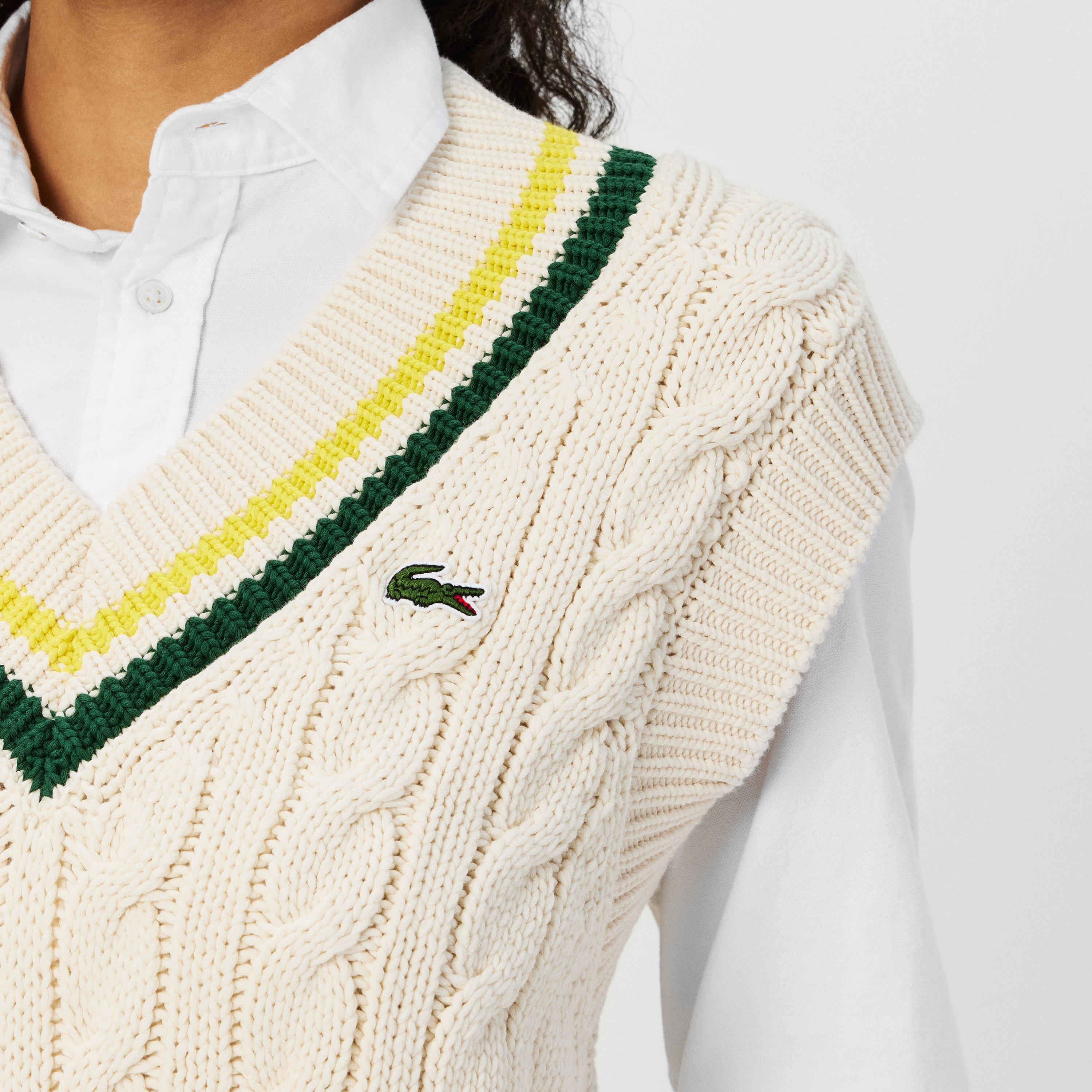 Lacoste V Neck Cable Knit Sweater Vest