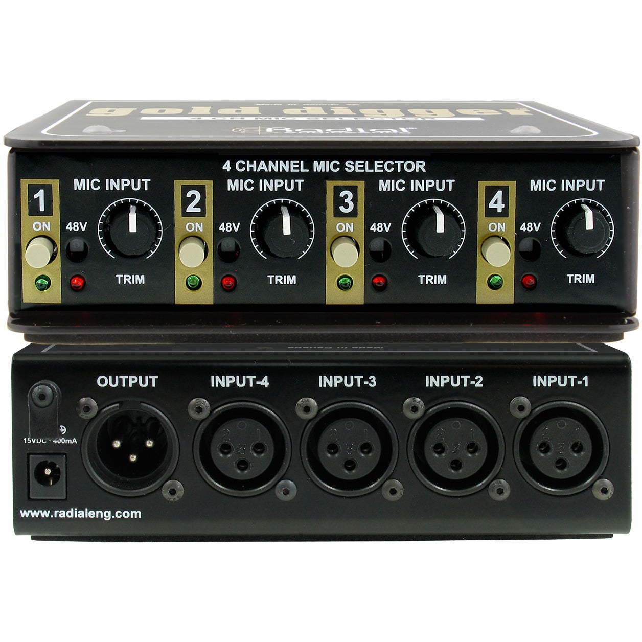 Radial GOLD DIGGER studio microfoon selector en switcher - 4 inputs