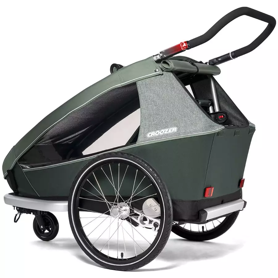 CROOZER Kinderfahrradanhänger Kid Vaaya 2 Jungle green inklusive Wheelblades