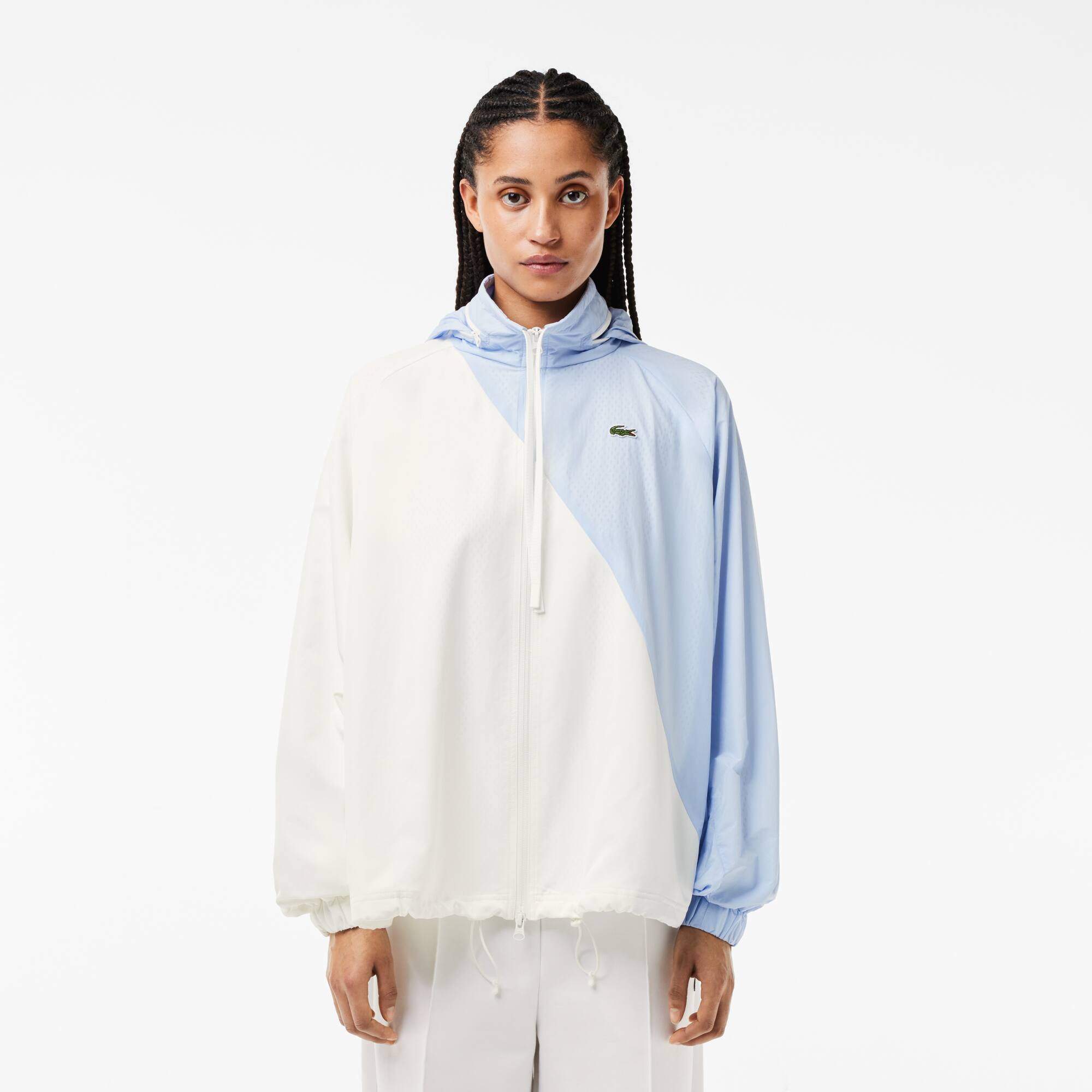 Veste survêtement oversize color-block en nylon Manteaux & Vestes - Blanc - Lacoste - Femme