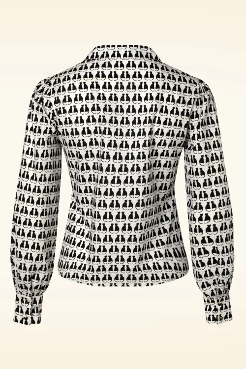 Banned Retro Cat Queen blouse in wit