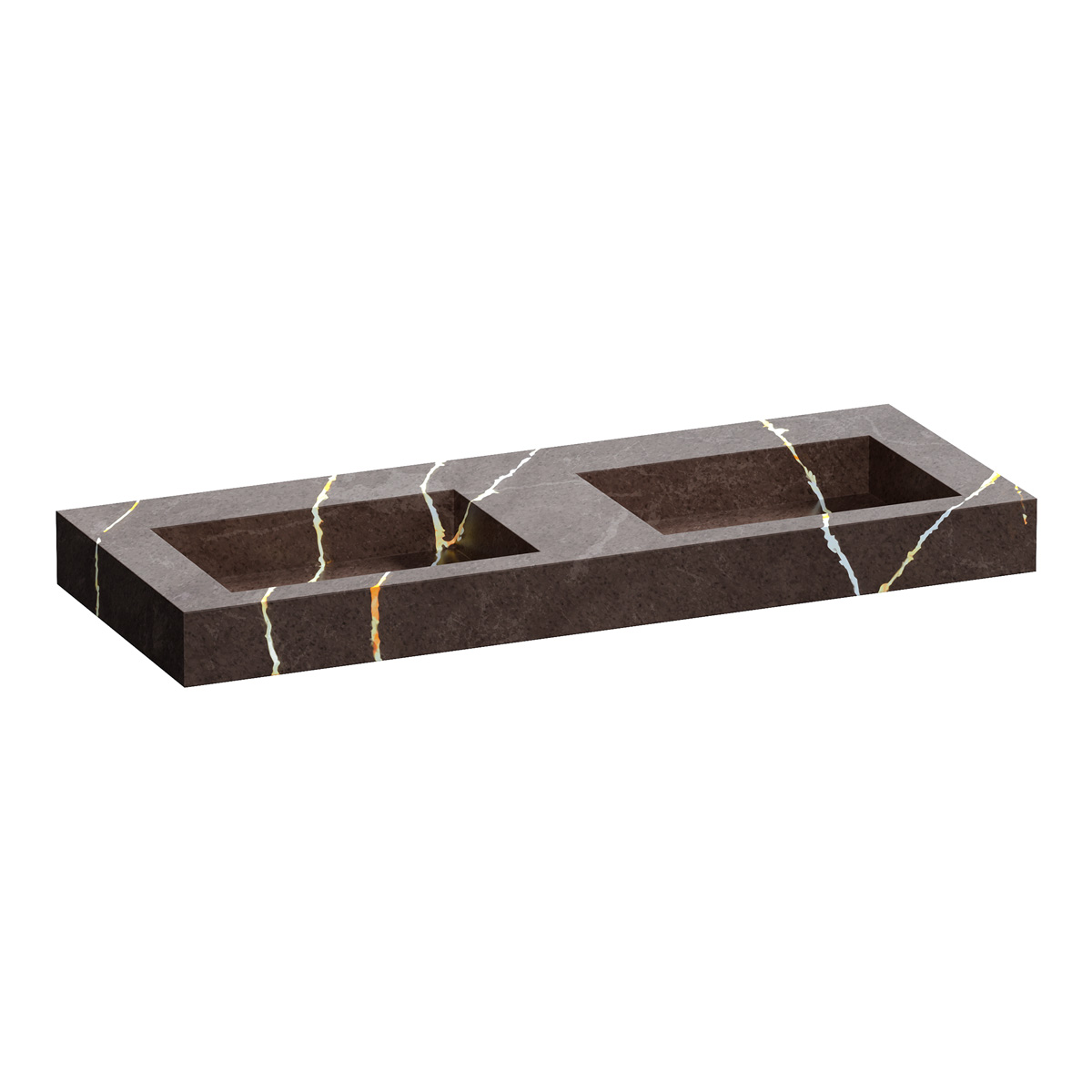 Brauer Coral dubbele wastafel marmerlook 120cm zonder kraangat copper brown