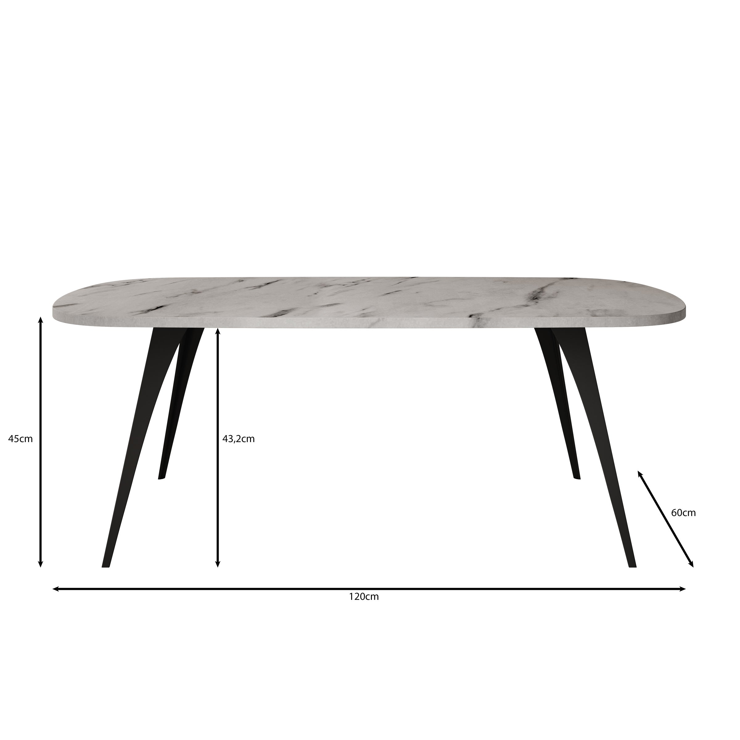 Flix - Salontafel - Wit marmerlook - 120x60x45 cm