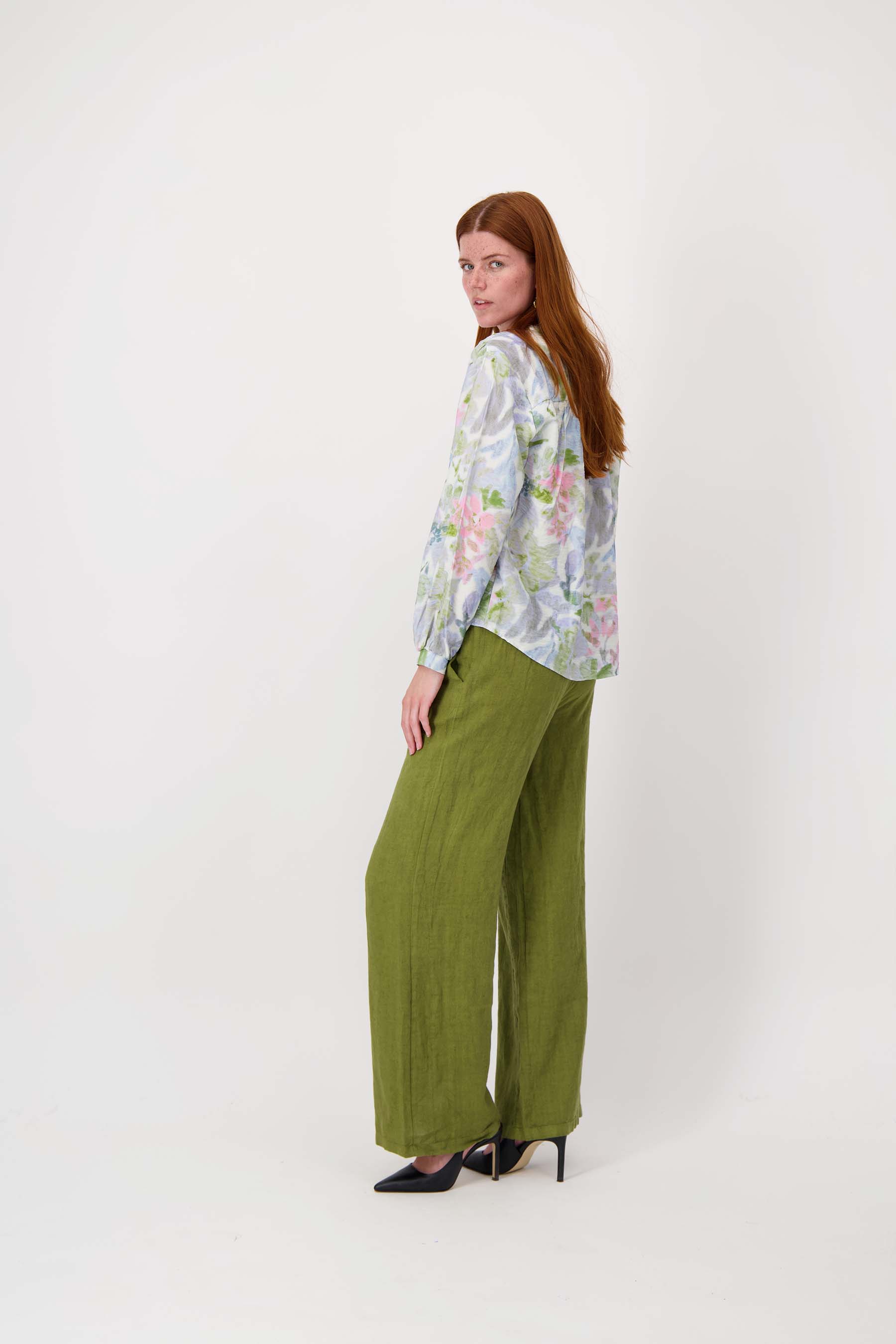 blouse zonder kraag met bloemen print
