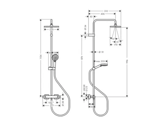 Colonne de douche thermostatique HANSGROHE Vernis Shape 230 chromé