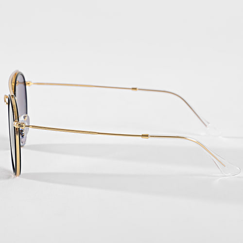Lunettes De Soleil Round Double Bridge RB3647N Gris Dégradé Doré