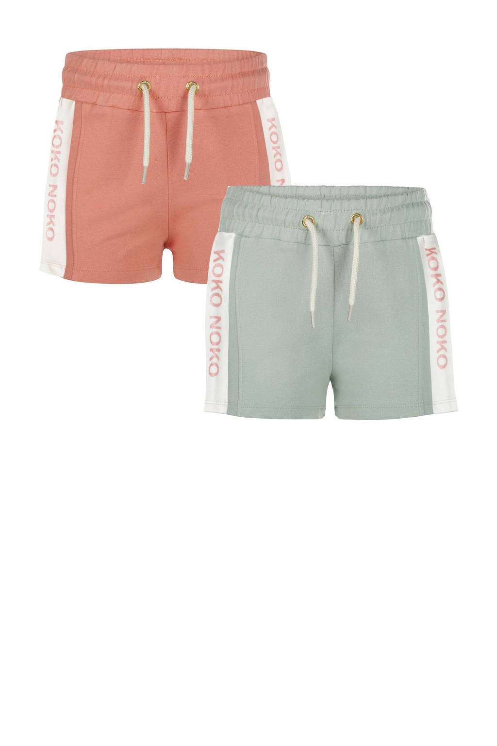 Koko Noko sweatshort zachtgroen/zachtoranje - set van 2