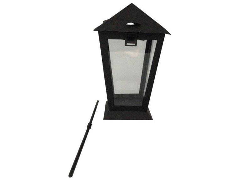 Dameco Grablaterne mit Erdspiess 14 x 25 cm, Schwarz Grablicht aus Metall