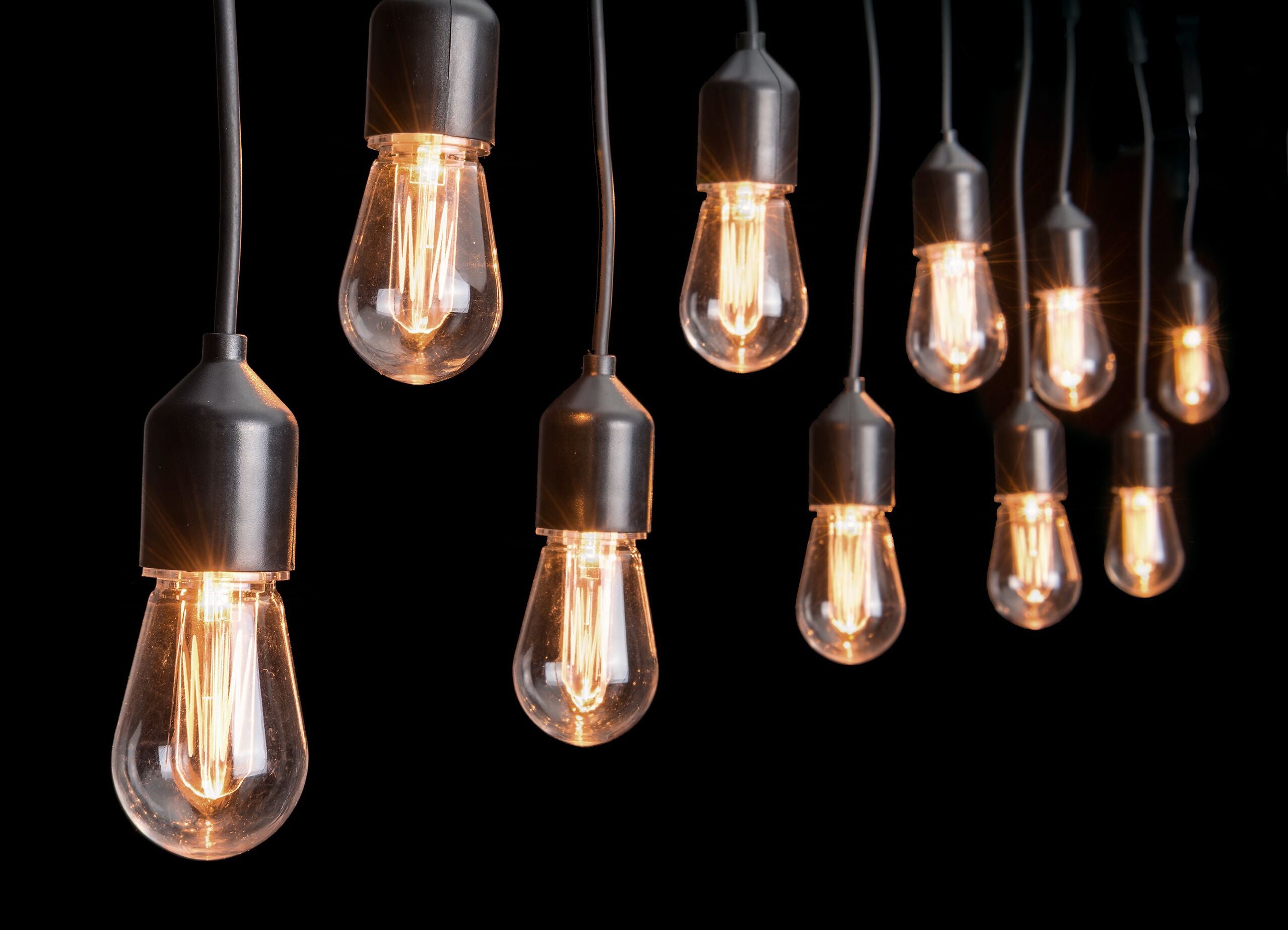 EDISON LED-Lichterkette - Schwarz / B: 300.0 cm x H: 20.0 cm