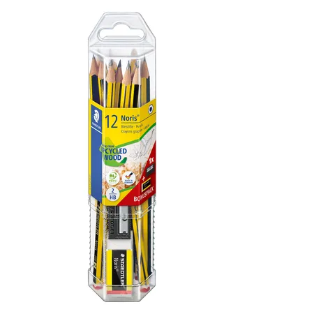 STAEDTLER® Noris® 120 Bleistifte , 12 Stück + Zubehör, 100 % PEFC