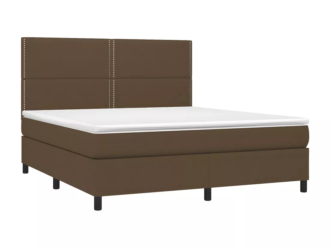 Sommier tapissier matelas et LED Marron foncé 160x200 cm Tissu