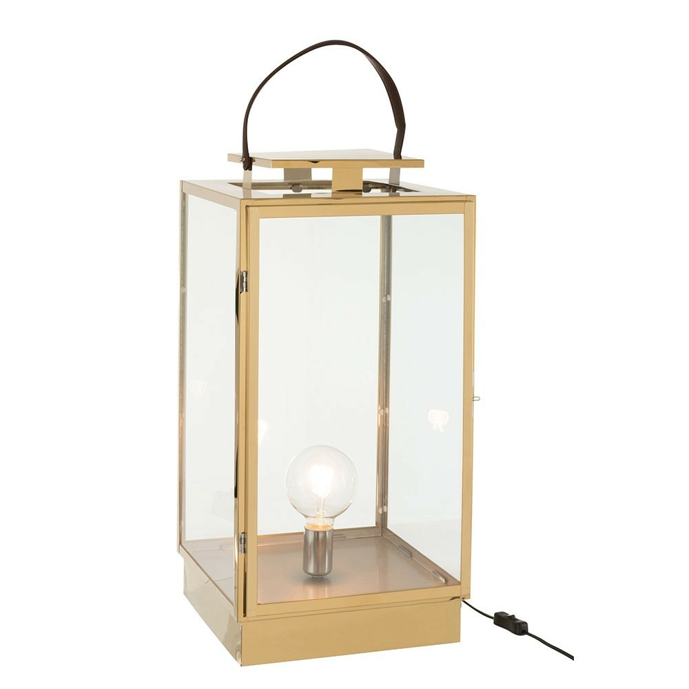 Lanterne lampe metal/verre or