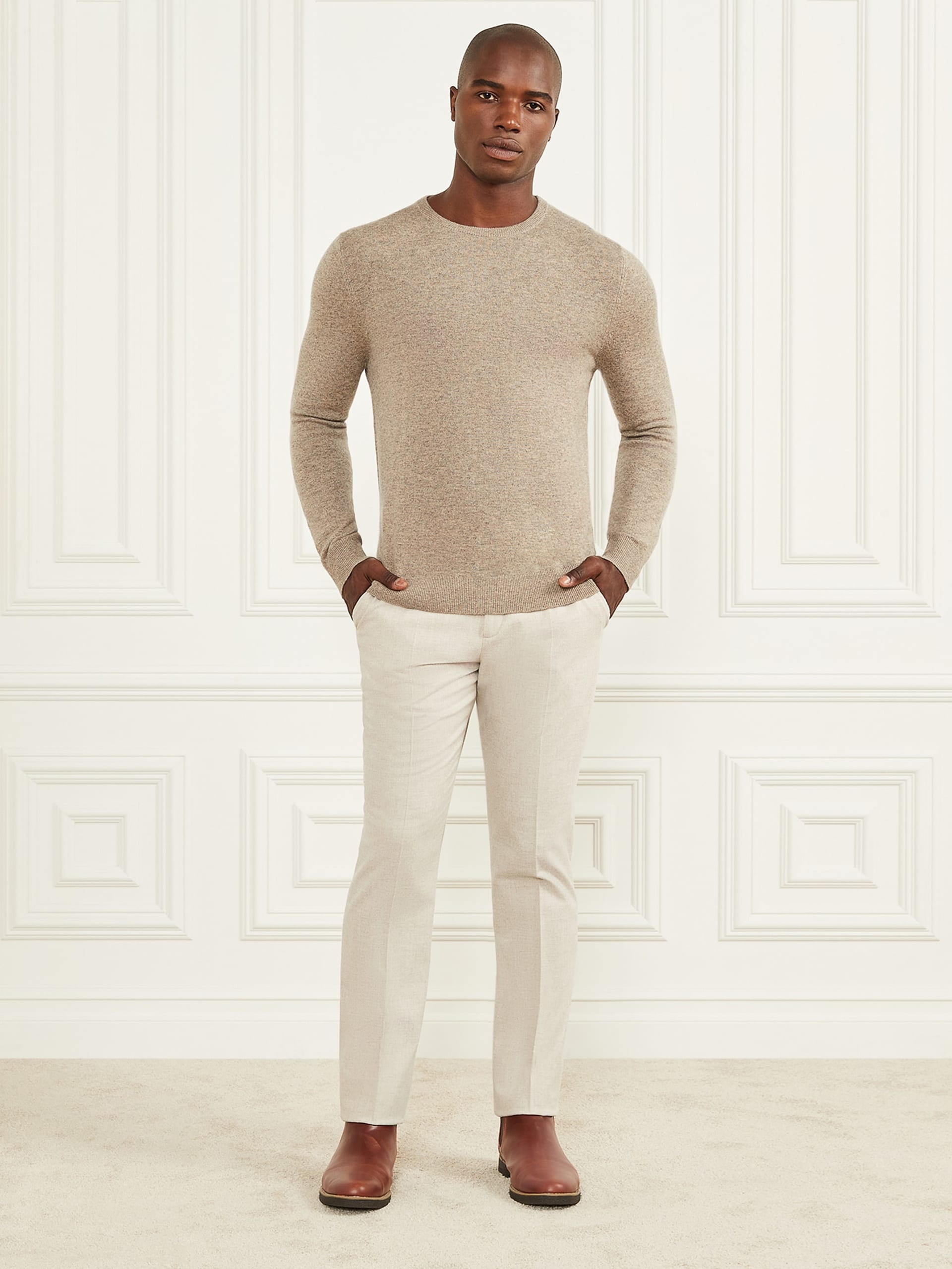 Suéter de gola redonda em mistura de cashmere