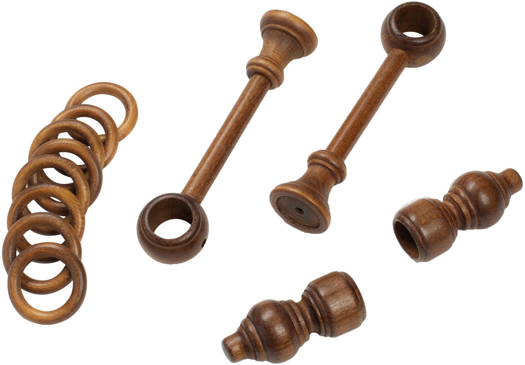 SN DECO GROUP Gardinenstange »Filigrano« 1 läufig-läufig Fixmass 28 mm, Holz, verschiedene Längen und Farben, Komplettset
