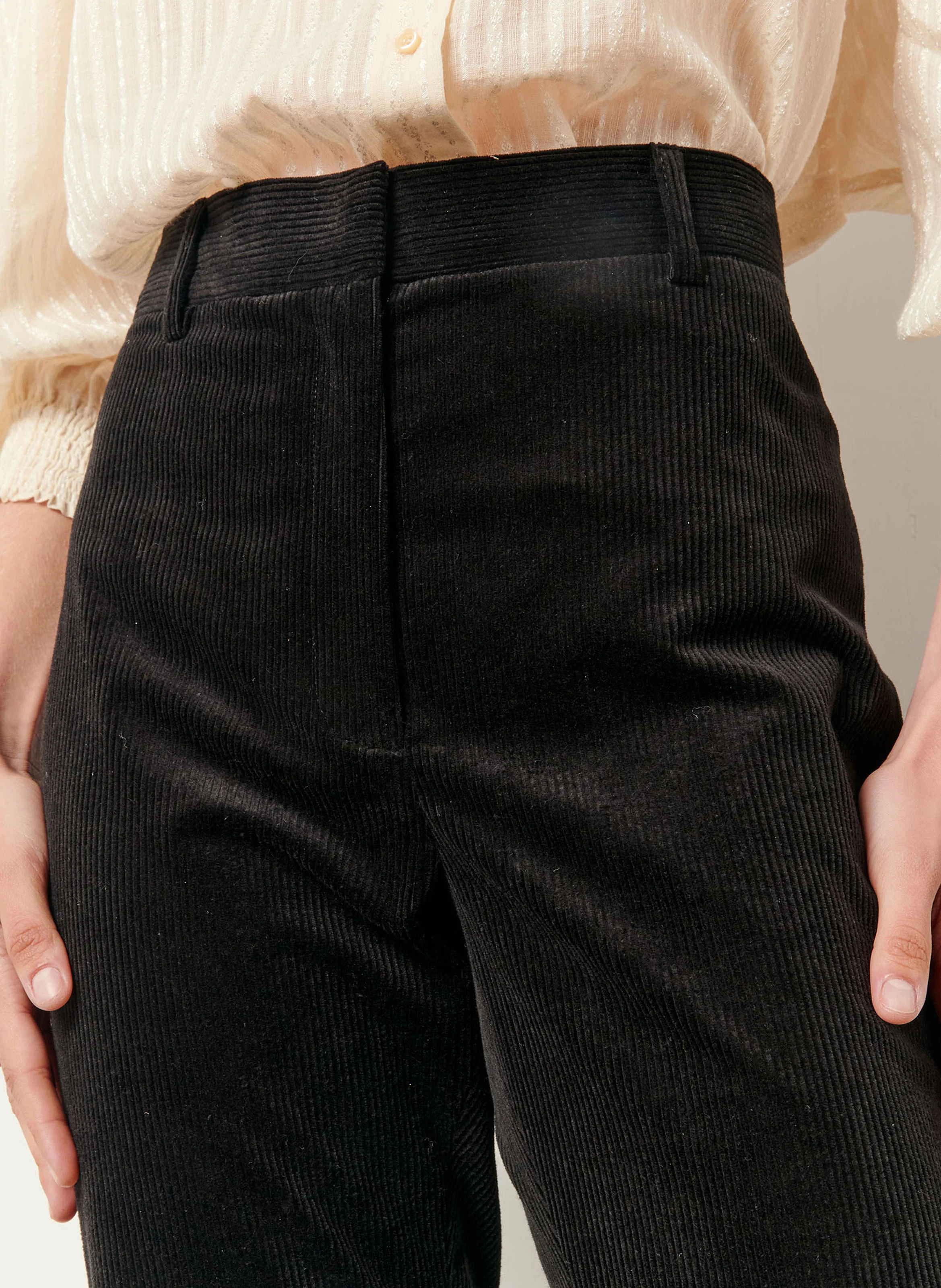 CHARLIE - Pantalon bootcut en velours | Noir