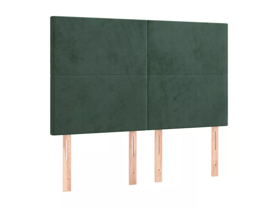 Sommier tapissier matelas et LED Vert foncé 140x200 cm Velours