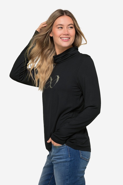T-Shirt, Rollkragen, Laurasøn Logoprint, Langarm, OEKO-TEX