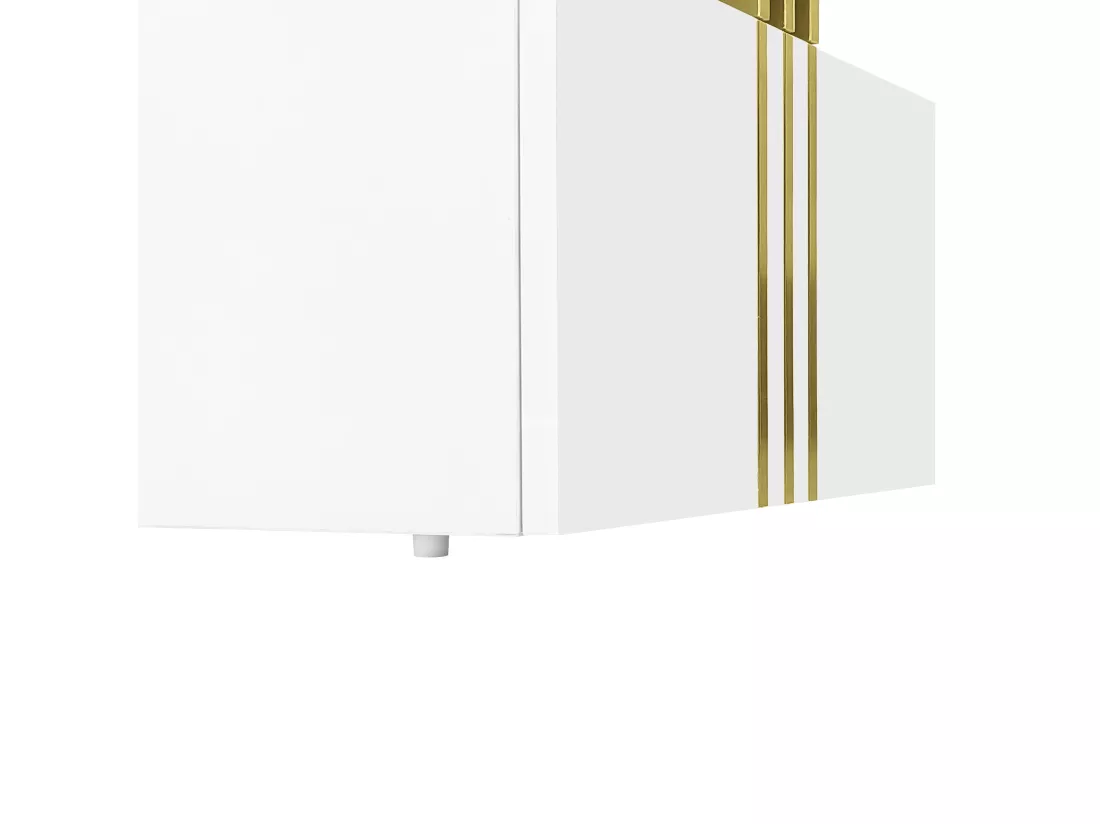 Table basse rectangulaire effet marbre blanche brillante avec 2 tiroirs 100*50*40 cm GEVREITS WHITE