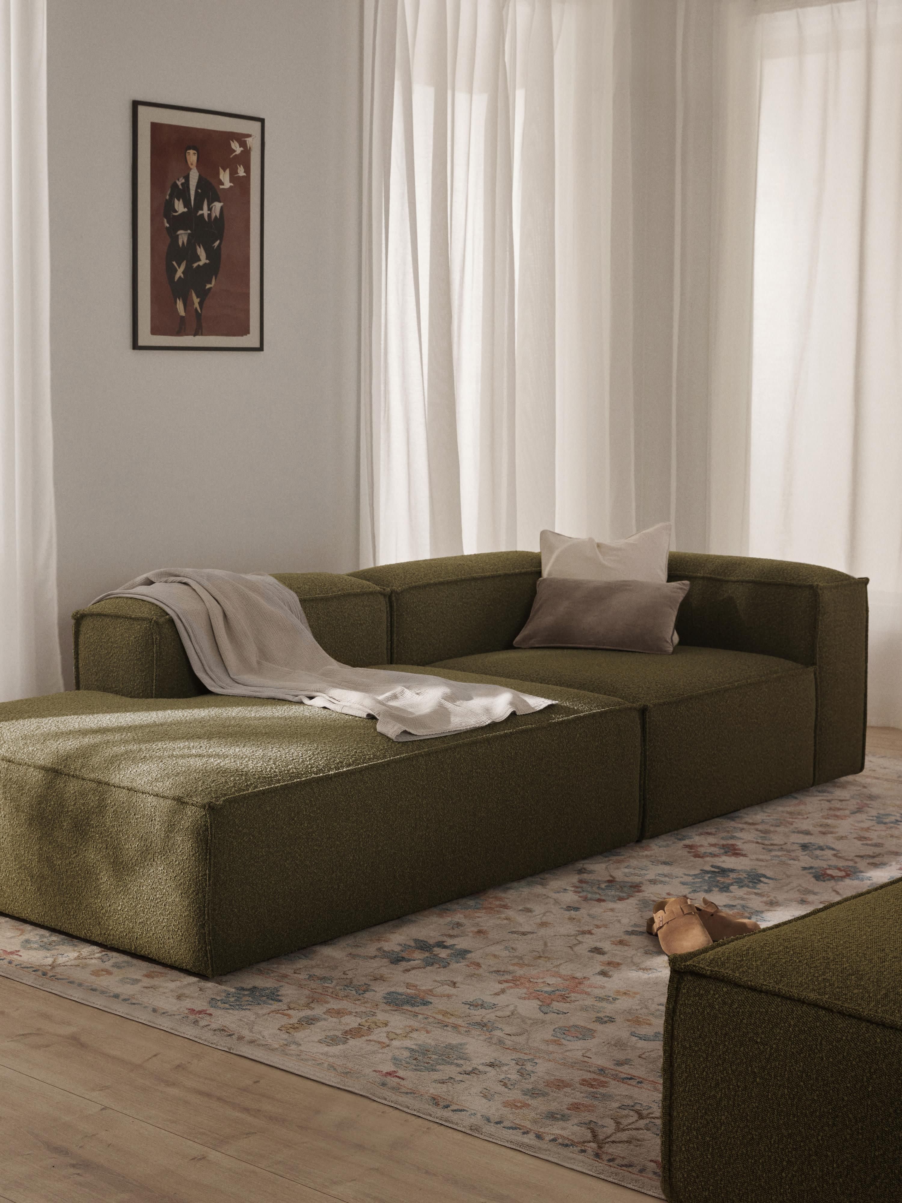 Modulaire chaise longue Lennon uit bouclé