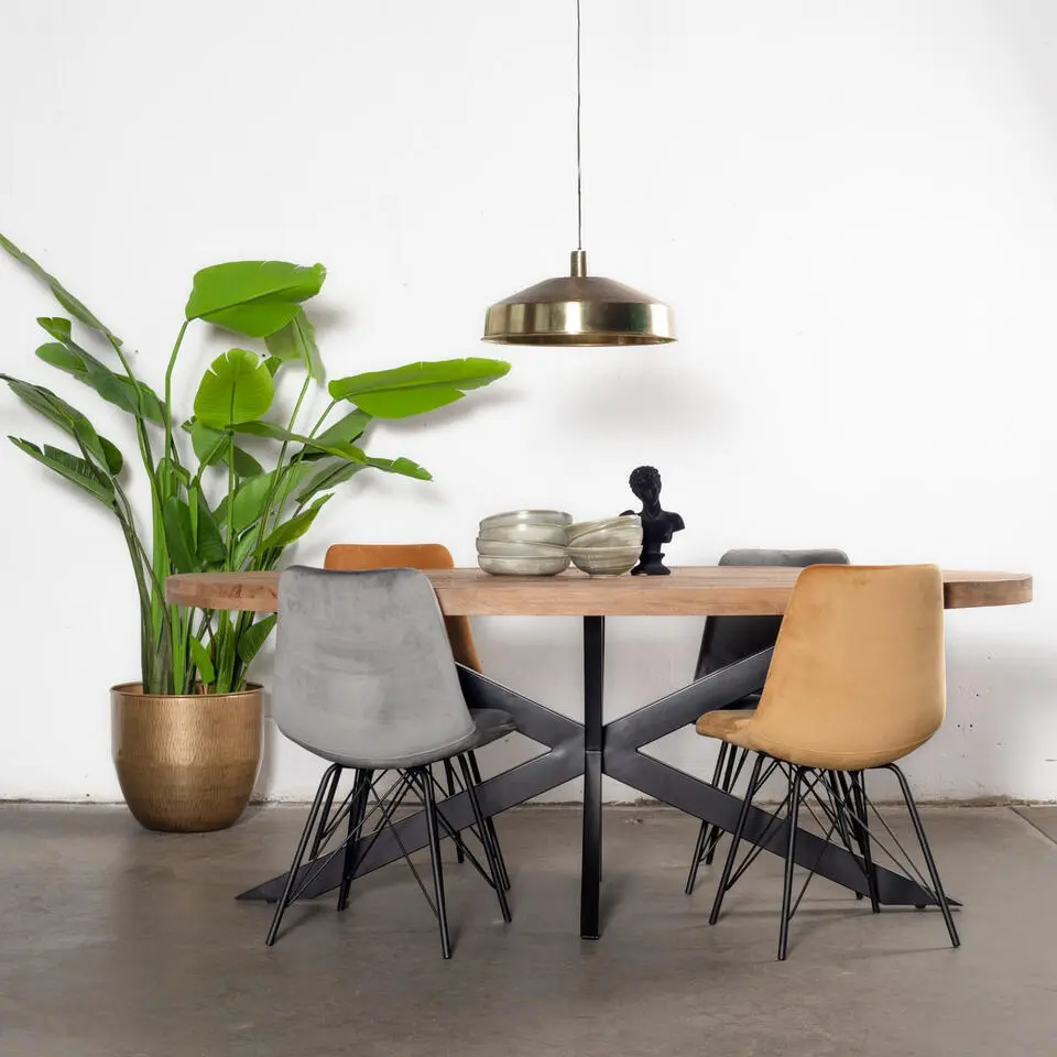 Eettafel Ovaal 240cm - Mangohout Naturel - Matrix-Poot - Mansour