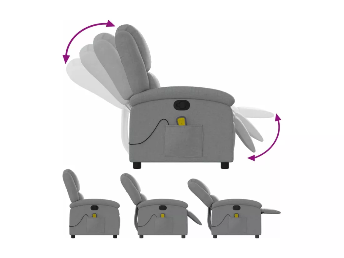 Fauteuil de massage inclinable Gris clair Tissu