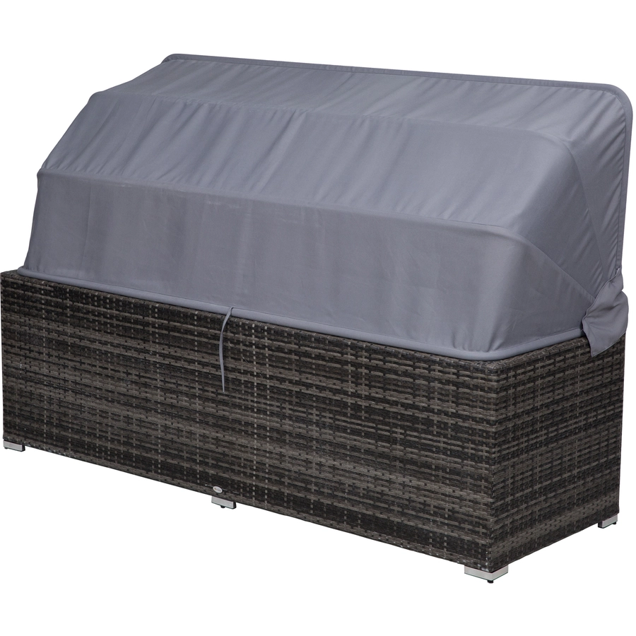 Outsunny Polyrattan Lounge-Set mit Sonnendach, Kissen und Beistelltisch grau