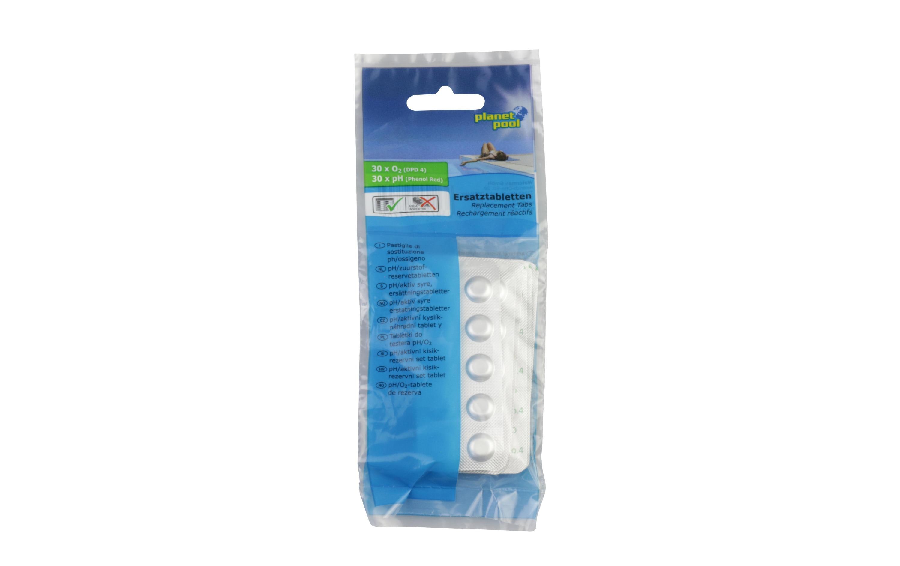 Ersatztabletten pH/Sauerstoff, 2 x 30 TablettenPool-Zubehör: Wassertester