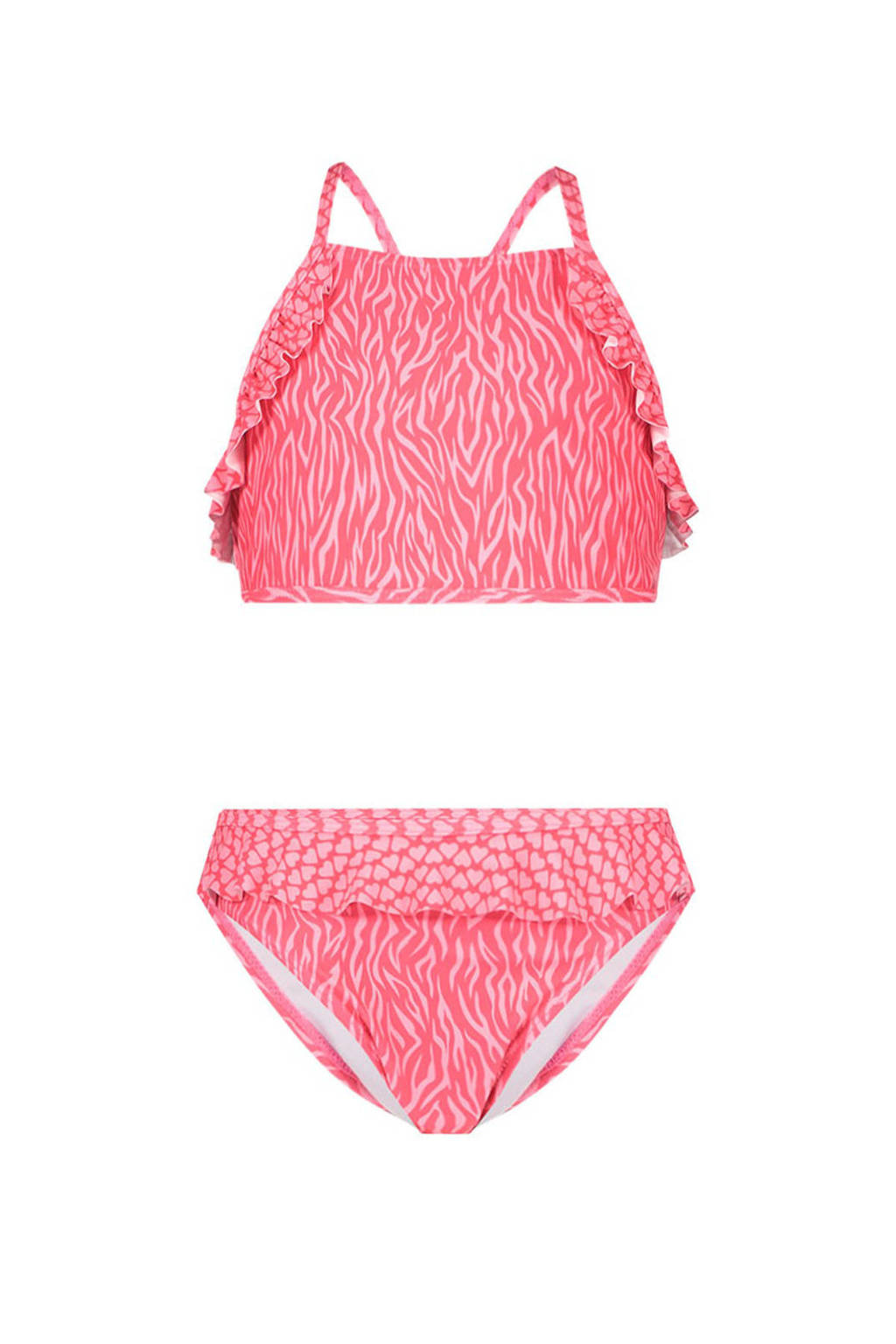 Snel kapotcrop bikini met ruches roze