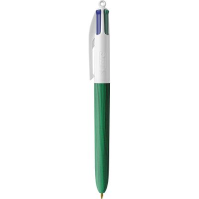 BIC 4 Couleurs WOOD - Stylo à bille 4 couleurs - corps vert