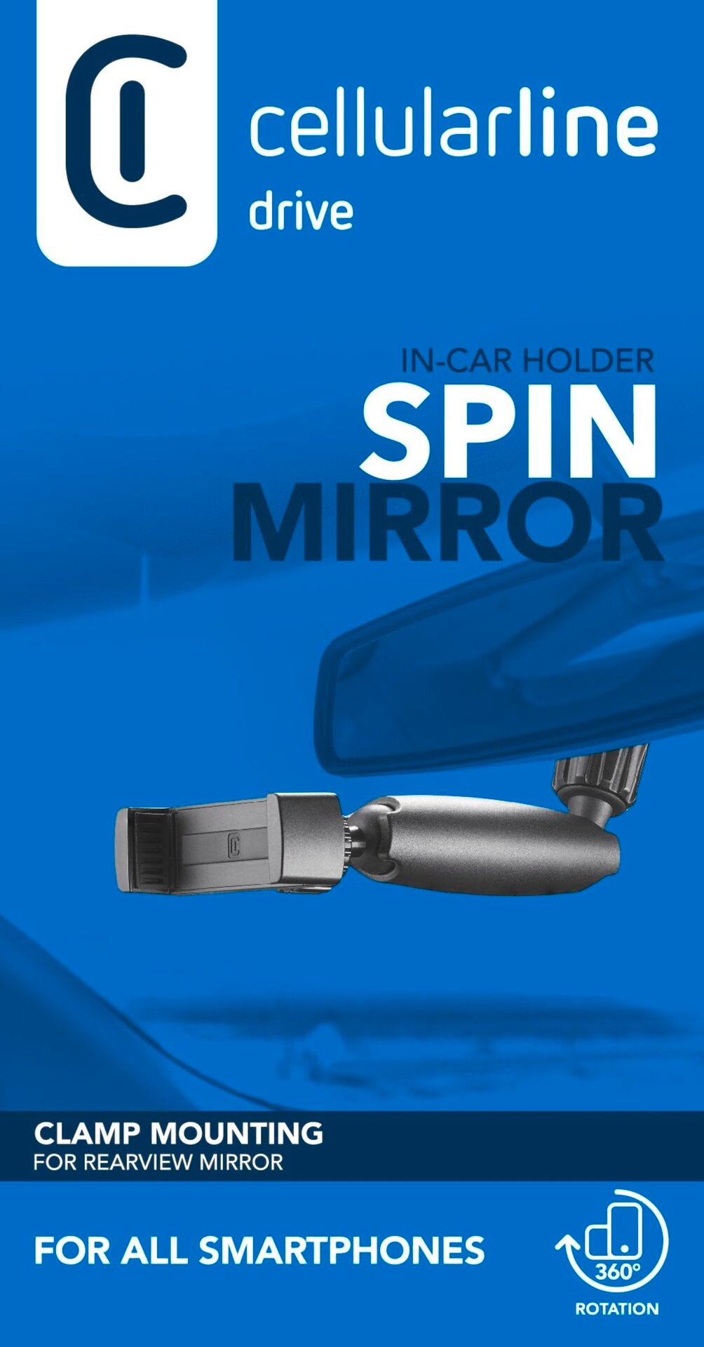 Cellularline Handy-Halterung »Spin Mirror Car Holder« zur Befestigung am Innenspiegel/Rückspiegel, 360 Grad drehbar