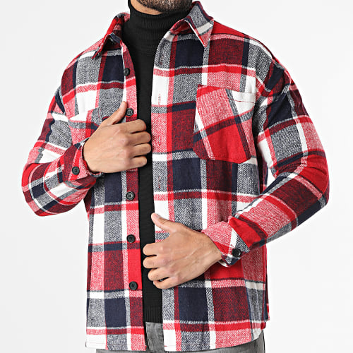 Surchemise A Carreaux KD643 Rouge Bleu Marine