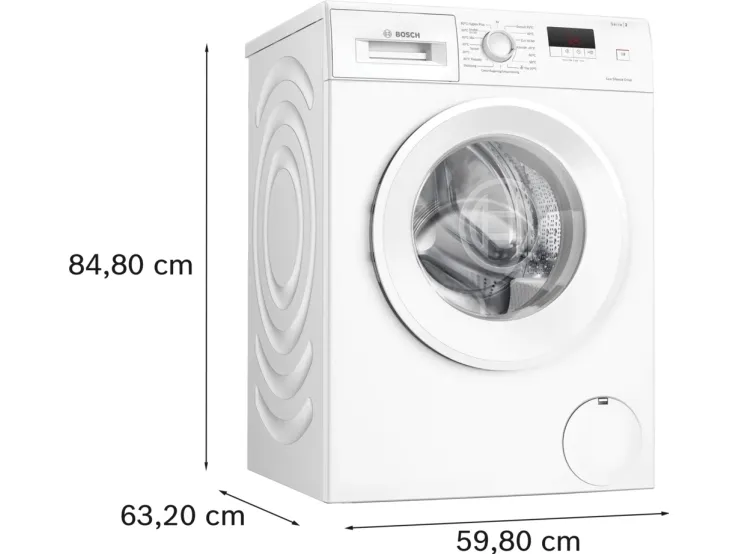 Bosch Serie | 2 WGE03200SN - Vaskemaskine - Niche - bredde: 60 cm - højde: 85 cm - frontbetjening - 65 liter - 8 kg - 1200 rpm - hvid