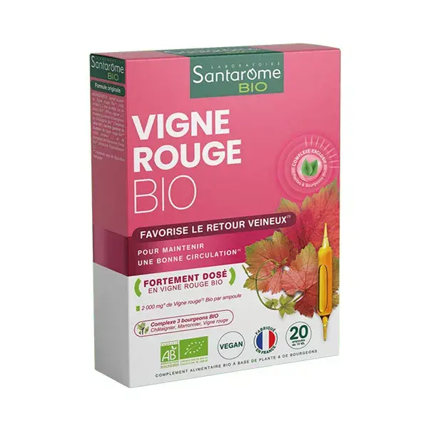 Santarome - Vigne Rouge Bio - Circulation, Jambes légères - 20 ampoules