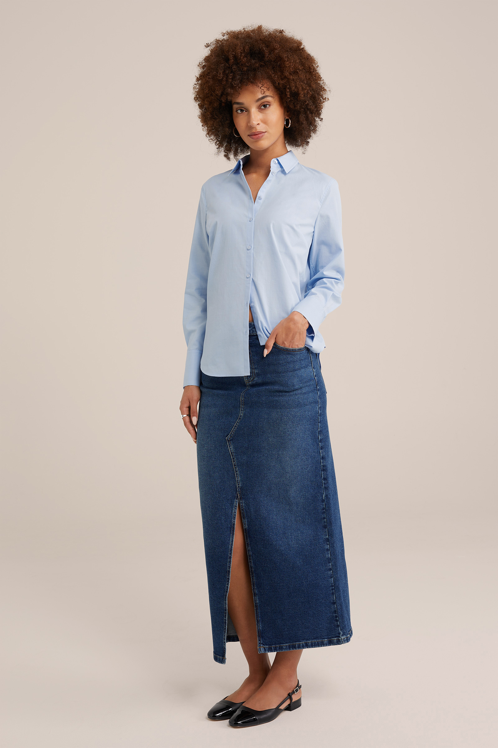 high rise denim rok Blue Ridge Donkerblauw