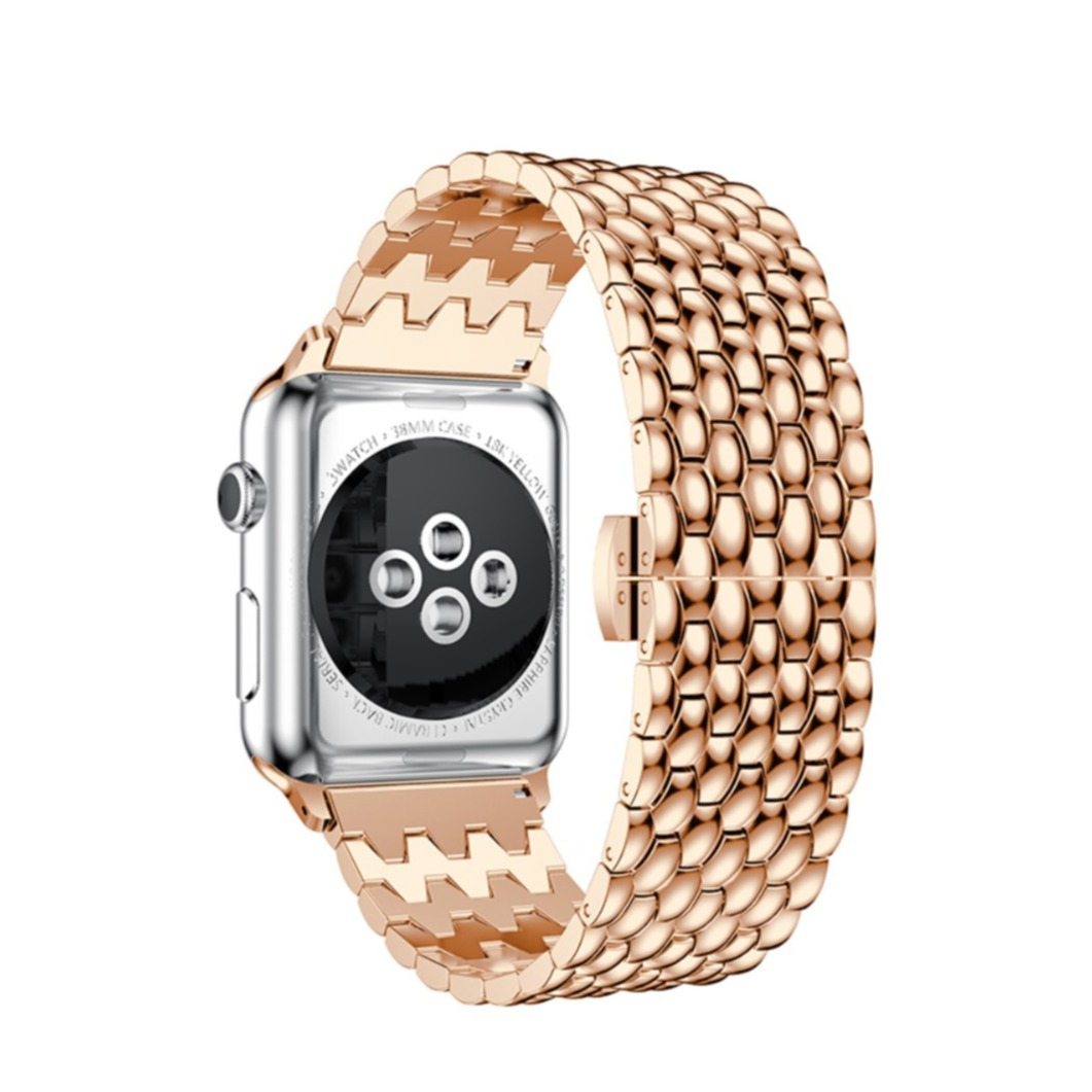 Apple Watch (49/46/45/44 mm) Edelstahl Schmuckarmband im Waben Design- Roségold