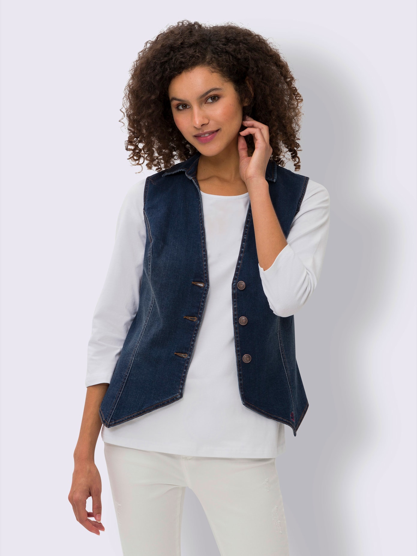Gilet en jean coupe parfaite grâce à l'élasthanne