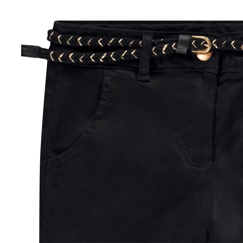 Pantalon slim + ceinture tressée amovible pour fille - Noir