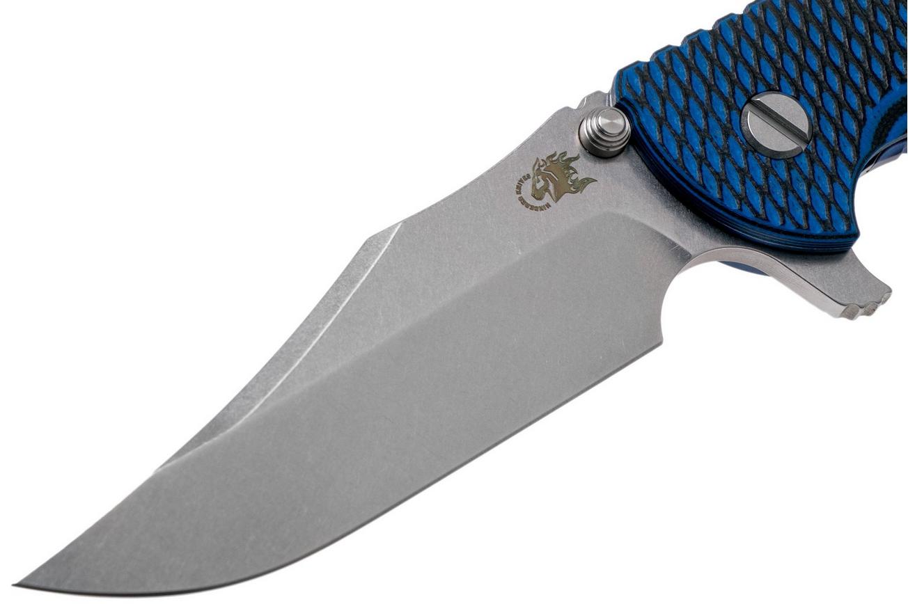 Rick Hinderer XM-24 4” Bowie, CPM 20CV, Stonewashed Blue, Blue Black G10 zakmes