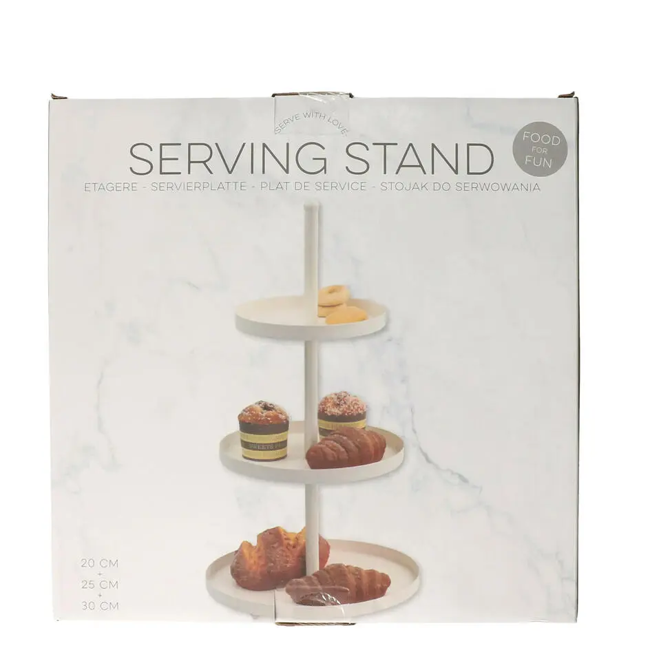 Etagere - wit - metaal - 3-laags - 25 x 35 cm - hapjes/high tea