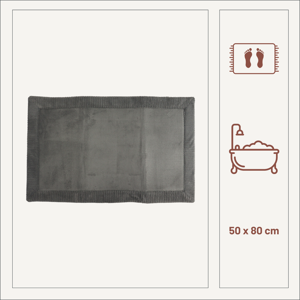 Orange85 50 x 80 cm polyester badmat - Grey