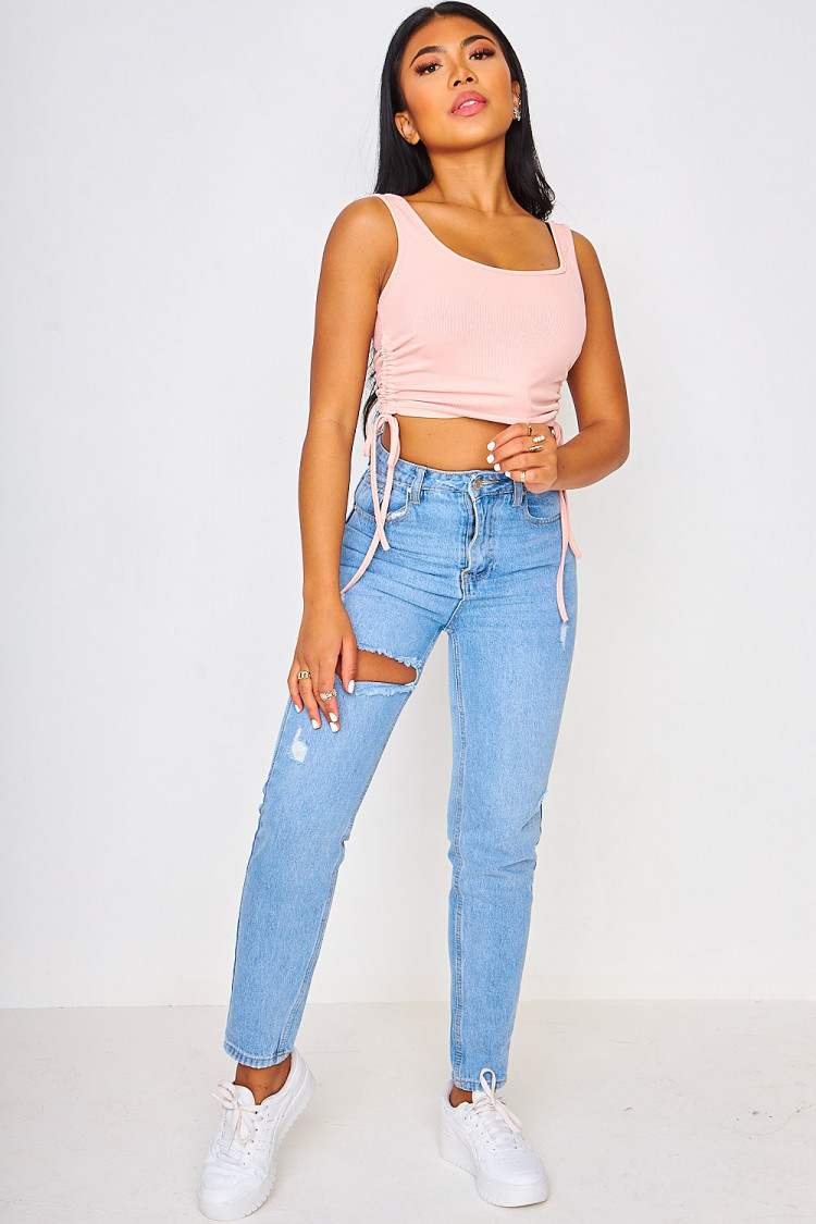 Crop top à fronces sur les côtés