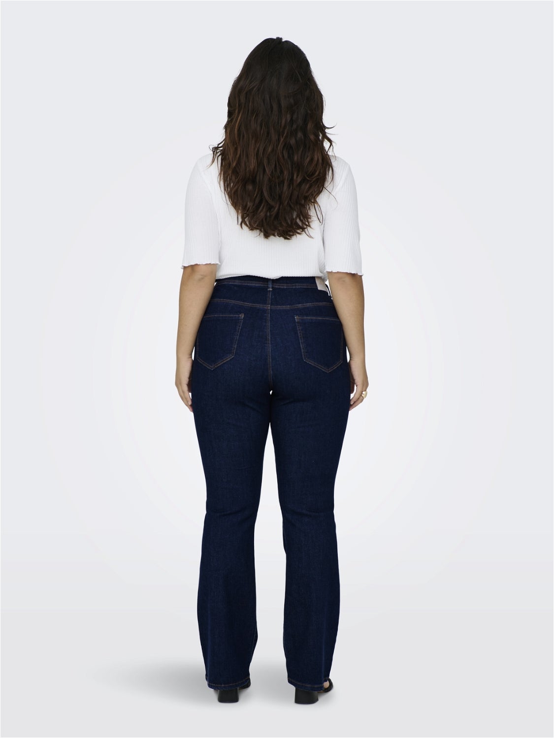 CARSALLY Hohe Taille Ausgestellt Jeans Dark Blue Denim